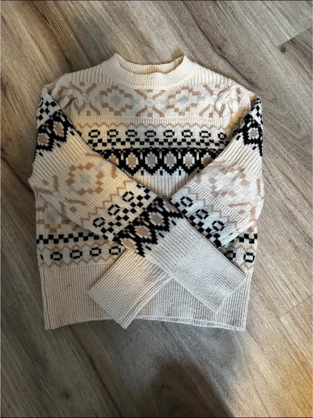 Freshman 1996 Vintage Cream, Black & Tan Knit Sweater